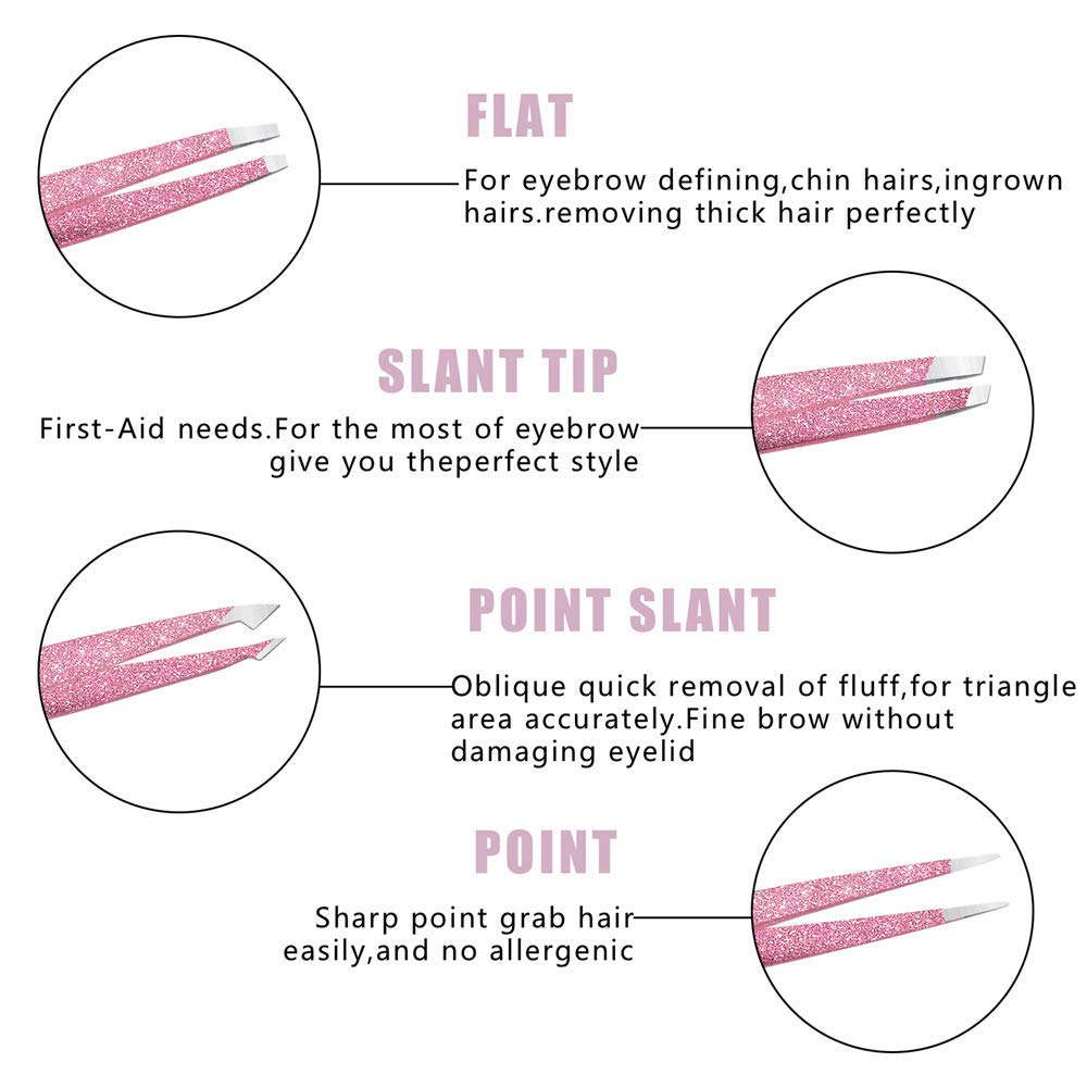 Precision Blackhead & Tweezers Set features flat, slant tip, point slant, and sharp point tweezers for precise grooming.