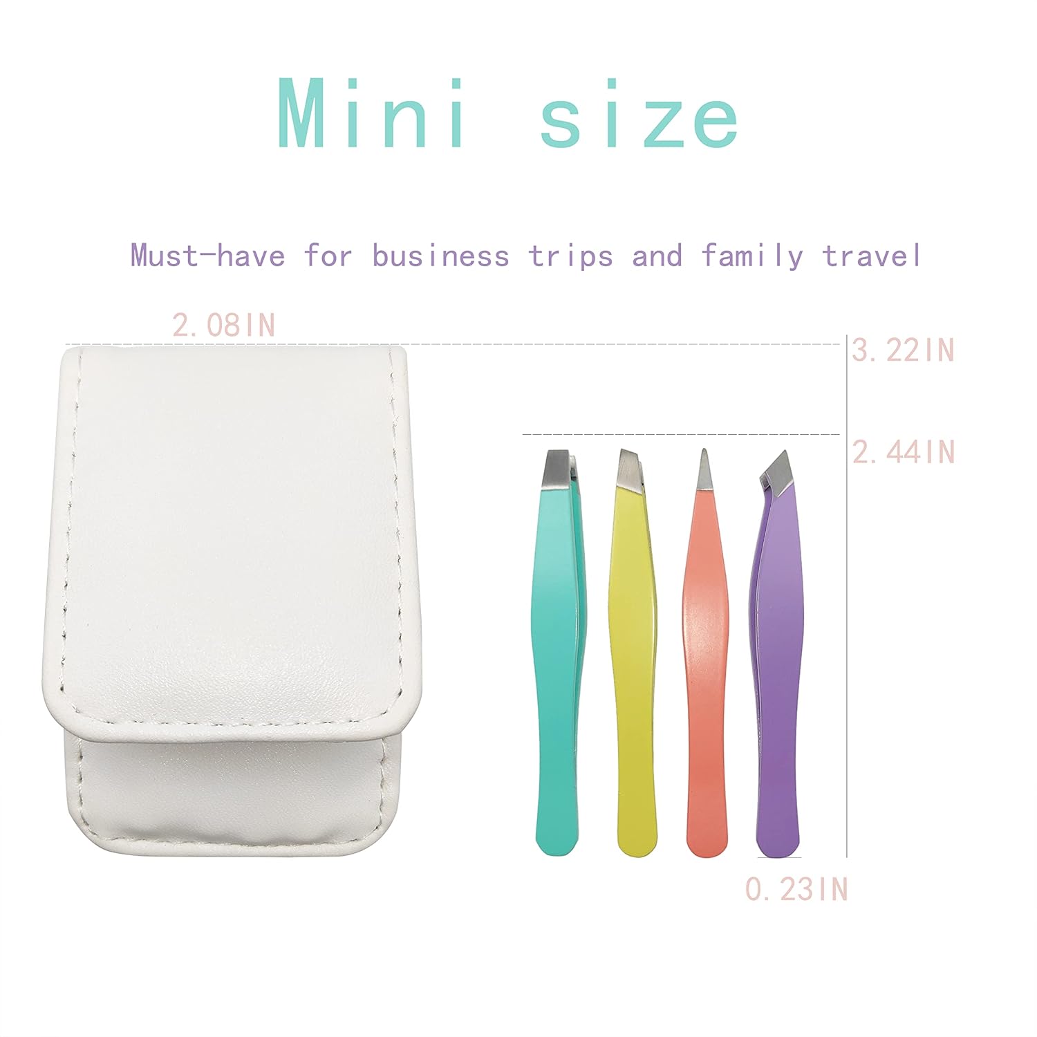 Mini Eyebrow Tweezer Set featuring colorful mini tweezers in a compact case, perfect for travel and grooming.
